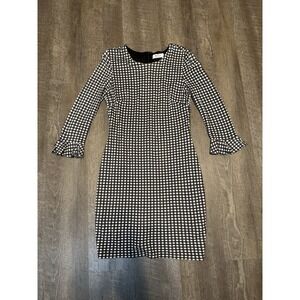 Bailey 44 Gingham Ponte‎ Dress Plaid 3/4 Ruffle Sleeve Women's Medium